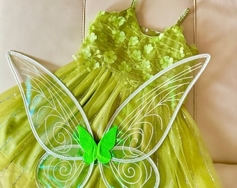 Kids Sequins Fairy Costume with Big Wings, Fairy Tale Dress Set, Toddler girl Fairy Party Dress,Princess Party Dress,Disney Movie Fairy Tutu