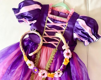 Kids Rapunzel Costume, Birthday Party Dress, Princess Costume, Tangled Movie Dress up, Purple Princess Dress, Toddler Girl Princess Gift