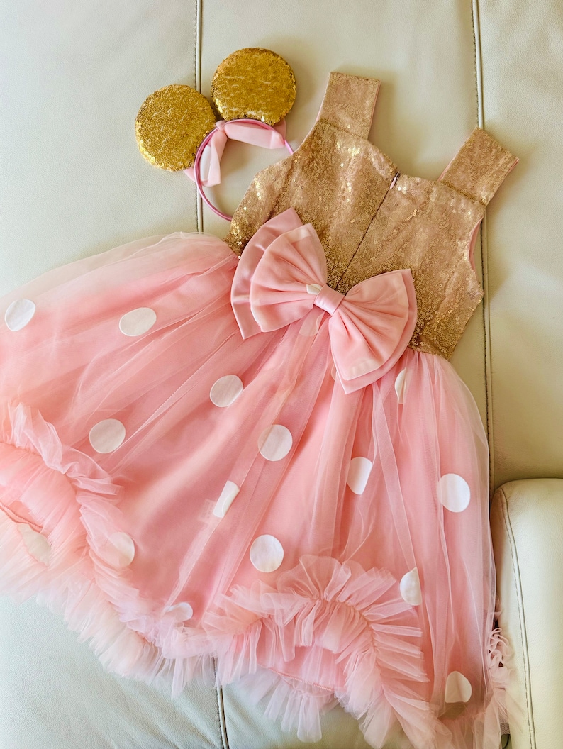 Sequins Kids Minnie Costume With Headband, Disney Party Dress Up, Girl ...