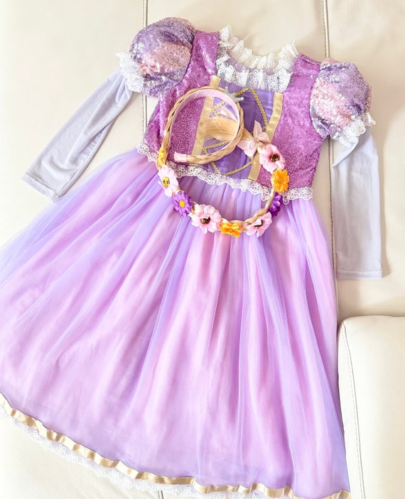 Kids Rapunzel Costume, Birthday Party Dress, Princess Costume, Tangled Movie Dress up, Toddler Purple Princess Dress, Girl Personalized Gift