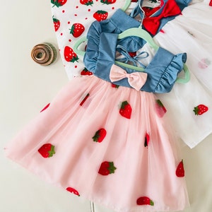 Baby Rosa Erdbeere Kleid, Kleinkind-Geburtstags-Partykleid, Baby-Erdbeer-Partykleid, Baby-Mädchen Sommerkleid, Kleinkind-Baumwollkleid Tutu
