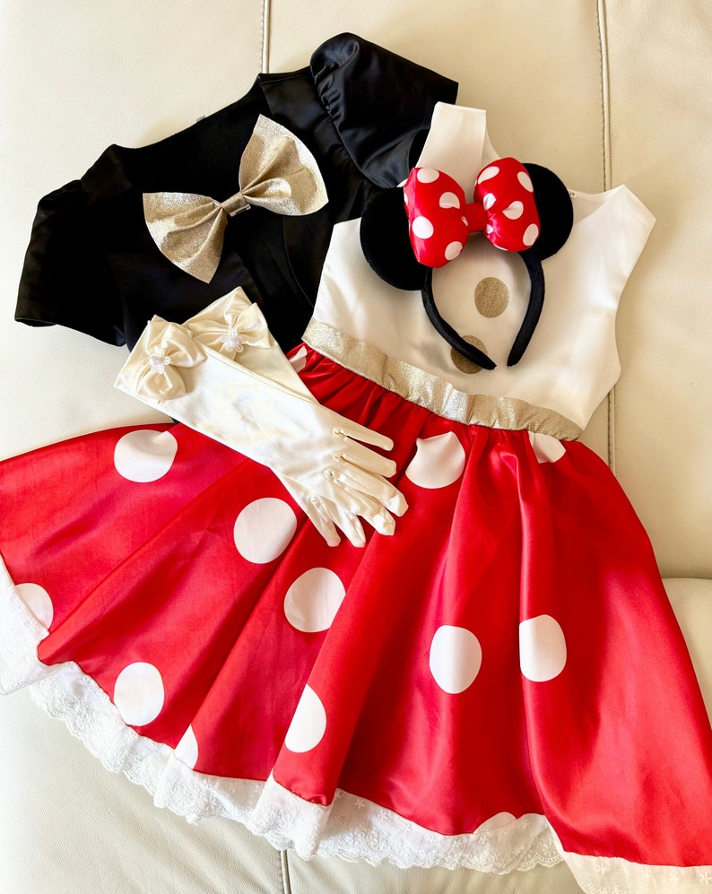 Minnie Mouse Costume Set, Girl Birthday Party Dress Set, Disney Party ...