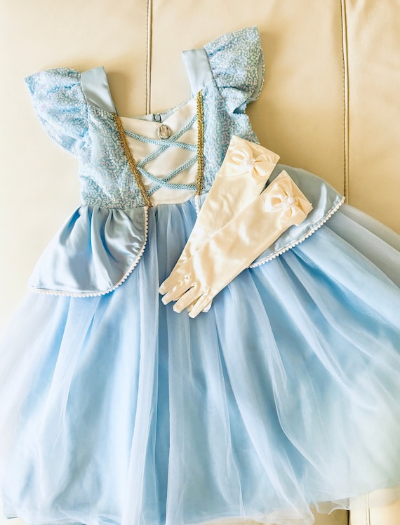 Kids Cinderella Costume, Princess Party Dress up, Blue Cinderella Dress, Girl Birthday Party Dress Gift, Child Halloween Costume, Cosplay