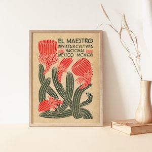 MEXIKO El Maestro Kaktus Vintage Art Poster Print, DIGITAL DOWNLOAD, Moderne Kunst Abstrakte Kunst Minimalist Museum Ausstellung Galerie A01