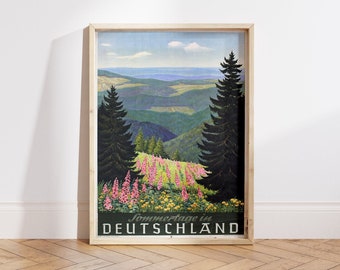 DEUTSCHLAND Vintage Forest Travel Poster, Descarga DIGITAL, Retro Alemania Flores Silvestres Turismo Alemán Impresión Decoración de pared 041