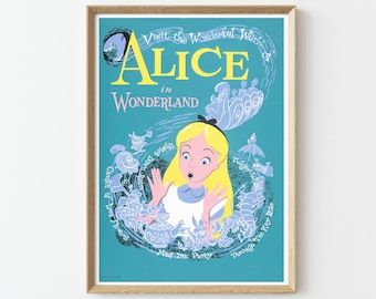 Alice im Wunderland Disneyland Poster: Retro Fantasy Wanddeko (Digitaler Download)