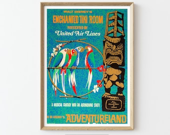 The Enchanted Tiki Room Retro Disneyland Poster, DIGITAL Download, Vintage Adventureland Attraction Print Wall Decor, Tourism D15