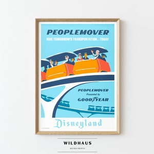 PeopleMover Retro Disneyland Travel Poster, Descarga DIGITAL, Vintage Tomorrowland Atracción Turismo Impresión Decoración de pared D06