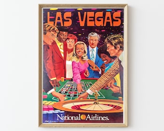 LAS VEGAS Vintage Travel Poster, DIGITAL Download, Retro Casino Gambling Glamourous Tourism Print Wall Decor 036