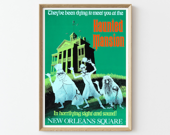 Haunted Mansion Retro Disneyland Travel Poster, DIGITAL Download, Vintage New Orleans Square Tourism Print Wall Decor D09
