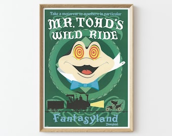 Mr Toad's Wild Ride Retro Disneyland Travel Poster, DIGITAL Download, Vintage Fantasyland Attraction Tourism Print Wall Decor D07