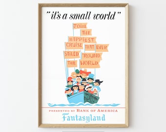It&#39;s A Small World Retro Disneyland Poster, Digital Download, Vintage Fantasyland Attraction Print Wall Decor, Tourism D27