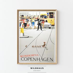 COPENHAGEN Vintage Travel Poster, DIGITAL Download, Retro Denmark Nordic Danish, Tourism Print Wall Decor 017