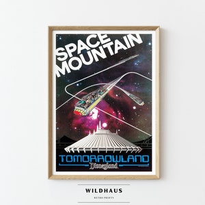 SPACE MOUNTAIN Retro Disneyland Poster, DIGITALER Download, Vintage Tomorrowland Attraktion Print Wand-Dekor, Tourismus D24