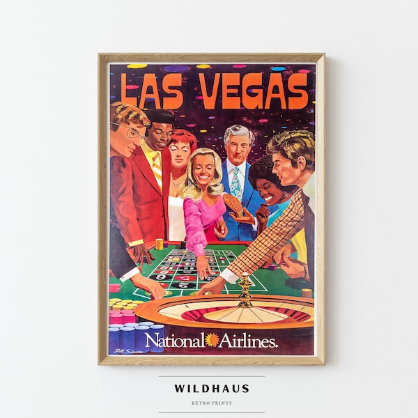 LAS VEGAS Vintage Travel Poster, DIGITAL Download, Retro Casino Gambling Glamourous Tourism Print Wall Decor 036