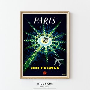 PARIS France Air Vintage Travel Poster, DIGITAL Download, Retro French Arc De Triumph Tourism Print Wall Decor, 055