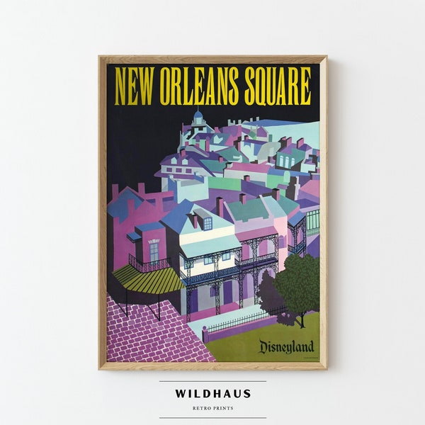 New Orleans Square Retro Disneyland Poster, Digital Download, Vintage Cafe Orleans Attraction Print Wall Decor, Tourism D39