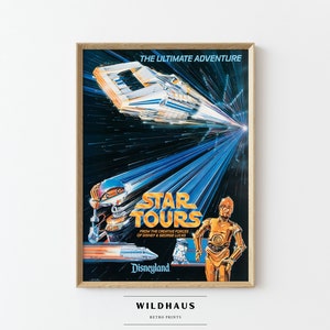 STAR TOURS Retro Disneyland Poster, DIGITAL Download, vintage Tomorrowland Wars Space Mountain Attraction Print Wall Decor, Tourism D37