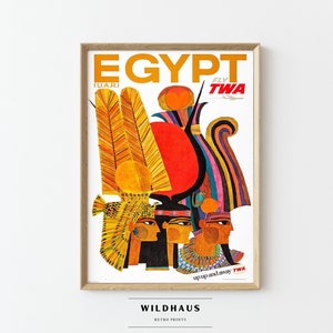 EGYPT TWA Vintage Travel Poster, DIGITAL Download, Retro Cairo Pharaoh Pyramids Nile Tourism Print Wall Decor, 073