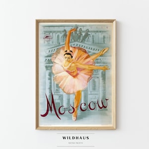 MOSCOW Bolshoi Ballet Vintage Travel Poster, DIGITAL Download, Retro Russia St Petersburg, Tourism Print Wall Decor 014