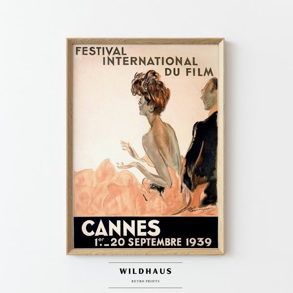 CANNES Film Festival France Vintage Travel Poster, DIGITAL Download, Nice Provence French Retro Tourism Print Wall Decor, 090