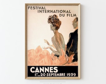 CANNES Film Festival France Vintage Travel Poster, DIGITAL Download, Nice Provence French Retro Tourism Print Wall Decor, 090