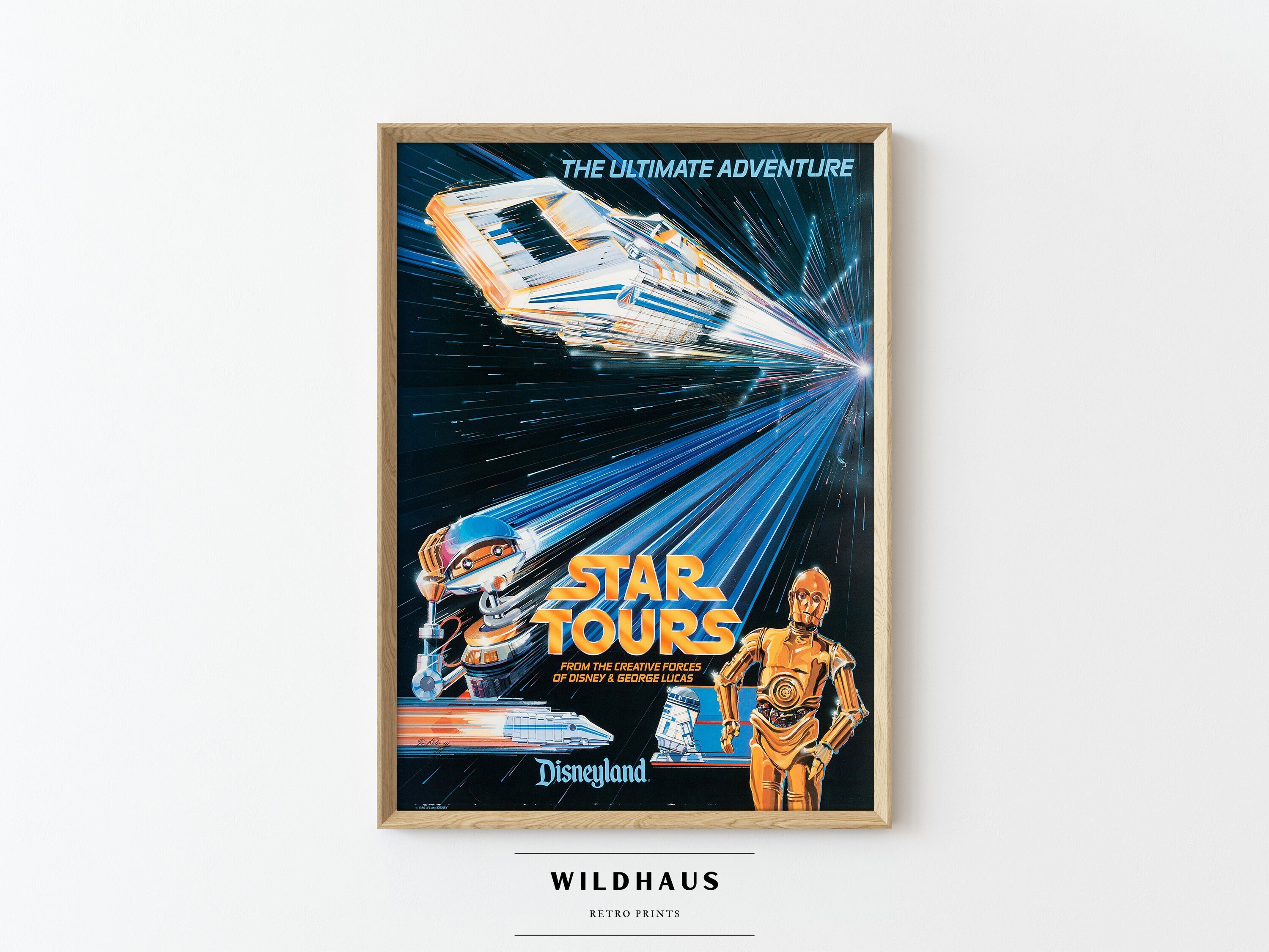 STAR TOURS Retro Disneyland Poster, DIGITAL Download, Vintage Tomorrowland Wars Space Mountain Attraction Print Wall Decor, Tourism D37