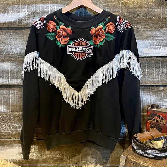 Vintage Harley Davidson Fringe Sweatshirt - Etsy