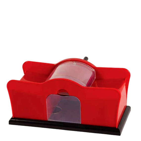 Card Shuffler 2 Deck Hand Crank Red Etsy