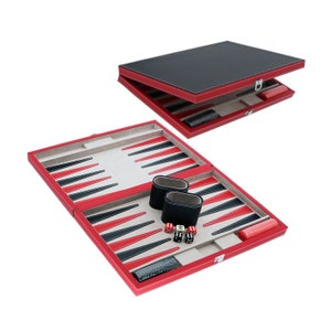 Backgammon Black & Red Leatherette : 15" or 18"