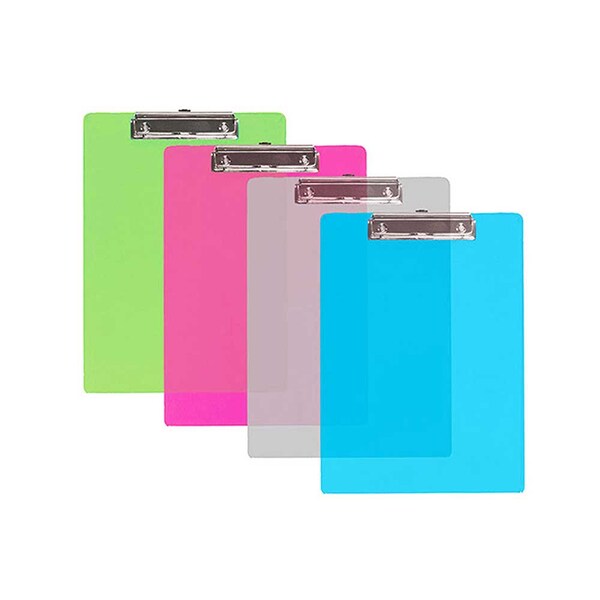 Memo Size Plastic Clipboard with Sturdy Low Profile Clip | Assorted 4 Colors