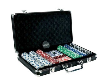 Poker Set 300 PC Dice Chip In BLACK Aluminum Case