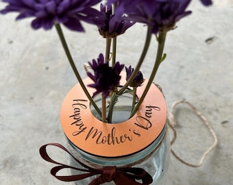 Tapas para tarros Mason: ¡Convierte tus tarros de boca ancha en jarrones personalizados! Para San Valentín, Gala y el Día de la Madre.