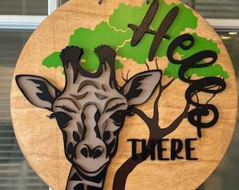 Giraffe Welcome Door Hanger | Ornament | SVG File for laser and vinyl cutting