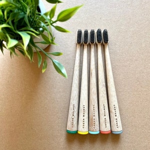 Bamboo Toothbrush, Eco Friendly Natural Adult Bamboo Toothbrush,Charcoal Bristle,Soft,Wooden Handle,Biodegradable,Zero Waste,Christmas Gift