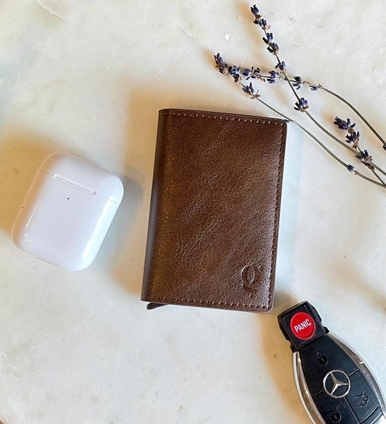 Leather Pop up Wallet for Men & Women, RFID Blocking Slim Wallet, Mens