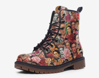 To Frida With Love Faux Leather Vegan Combat Boots