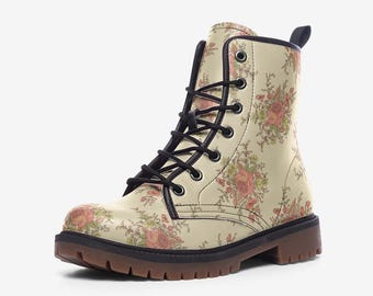 Psychedelic Boots - Combat Footwear, Bohemian Wearable Art (Unisex Festival Style, Vegan Leather)