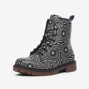 Vegan Leather Lace-Up Boots: Wide Fit, Bold Pattern