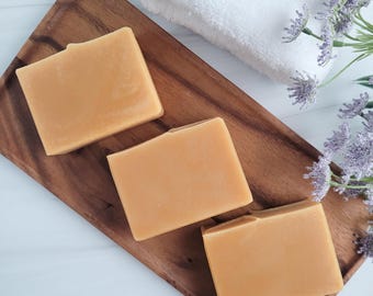 Lemon Soap Bar with Goat Milk, Uplifting Citrus Scent, Cold Process Handmade Bath Bar