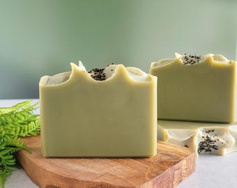 Aloe Spearmint Lime Rosemary Soap Bar, Fresh Herbal Scent Body Wash, Handmade Spa Present
