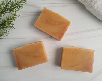 Bergamot Orange Handmade Goat Milk Soap, Fresh Scented Citrus and Shea Bar, Natural Essential Oil Cleanser