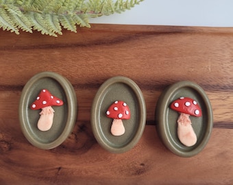 Red Capped Mushroom Soap Bar, Woodland Cottagecore Bathroom Decor