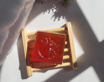 Honey Soap Bar with Turmeric, Nature Inspired Bee Imprint, Cottagecore Bath Gift