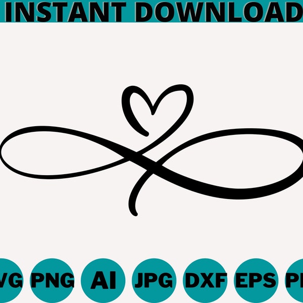 Unendlich SVG, Infinity Herz SVG, Infinity Symbol, Ewige Liebe zu zeigen, Valentinstag SVG, sofortige herunterladbare Datei