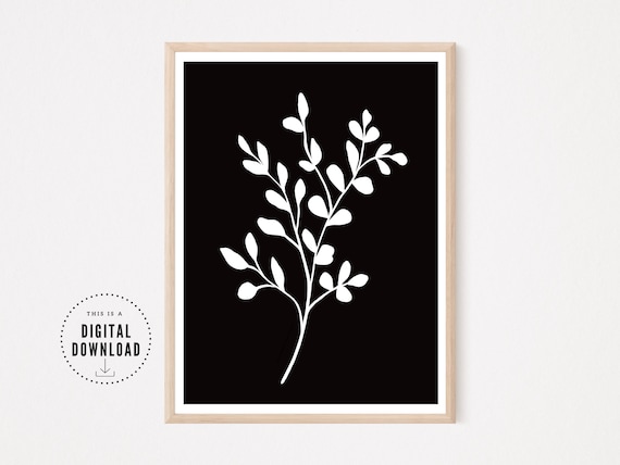 Black and White Floral Art Printable Wall Art Botanical | Etsy