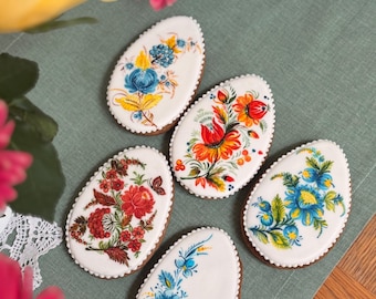 Biscotto di pan di zenzero ucraino dipinto a mano, Petrykivka, arte popolare, biscotto floreale, regalo, decorazione pasquale