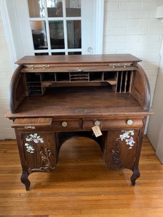 Antique Roll Top Oak Desk Etsy Ireland