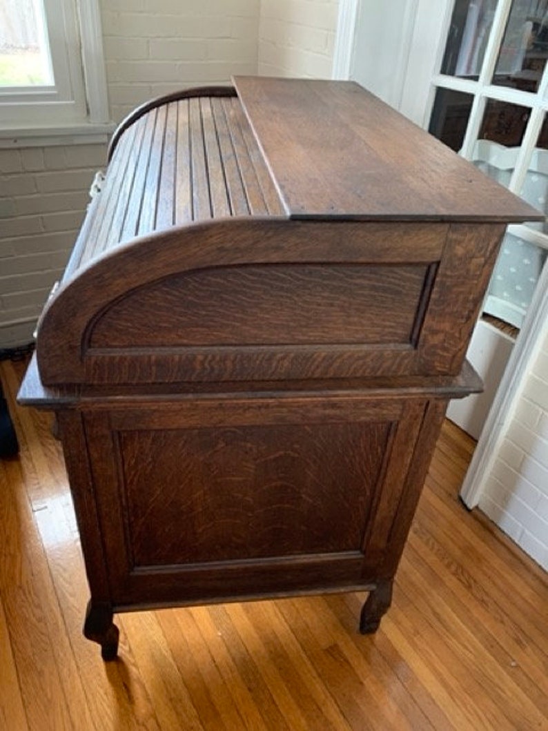 Antique Roll Top Oak Desk Etsy