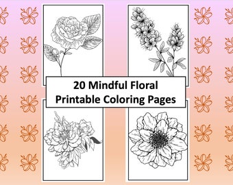 20 pages à colorier imprimables florales conscientes